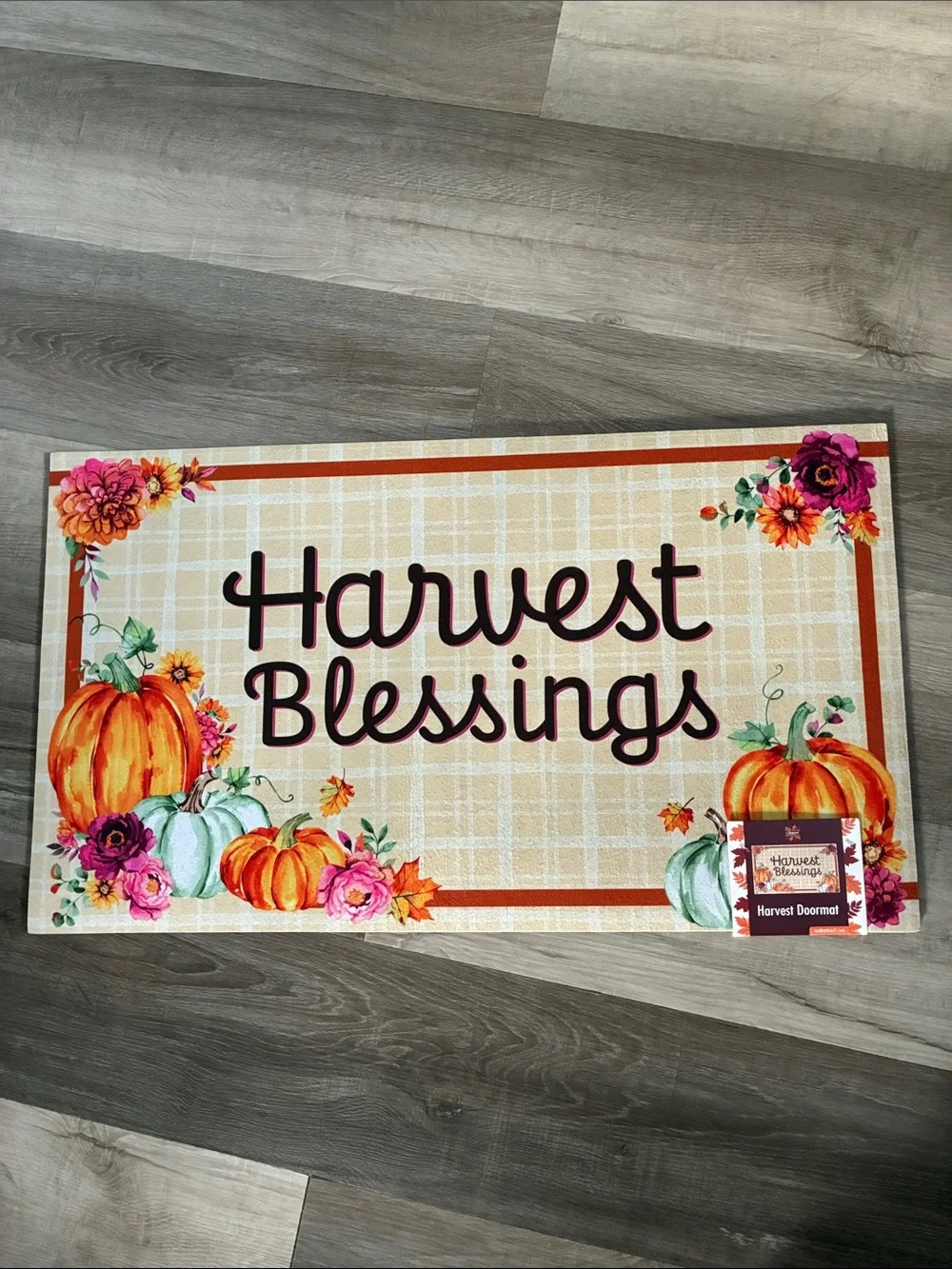 NWT- Harvest Blessings- Fall Doormat with Anti Skid Rubber Back 16x28